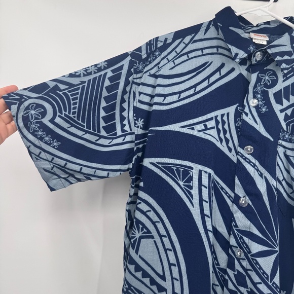 Hula Bay Hawaiian Shirt Men Medium NEW Blue Button Up Short Sleeve Rayon Tribal - Picture 2 of 11
